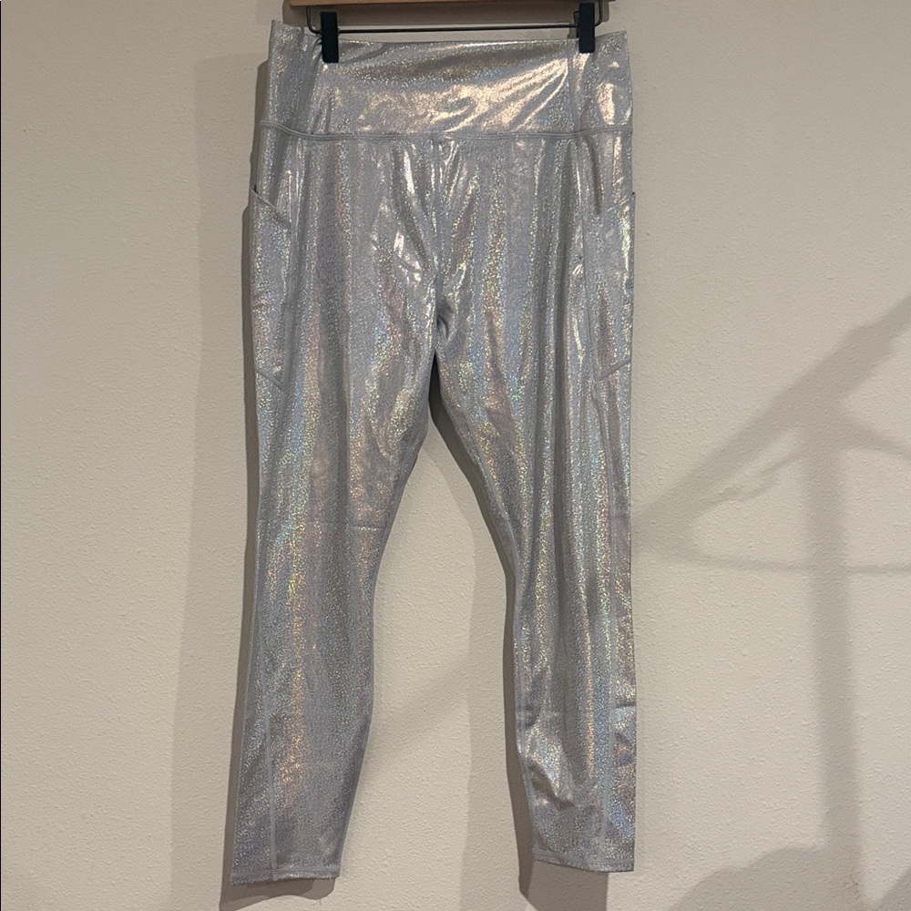 Fabletics Shimmering Silver Leggings - Picture 2 of 7